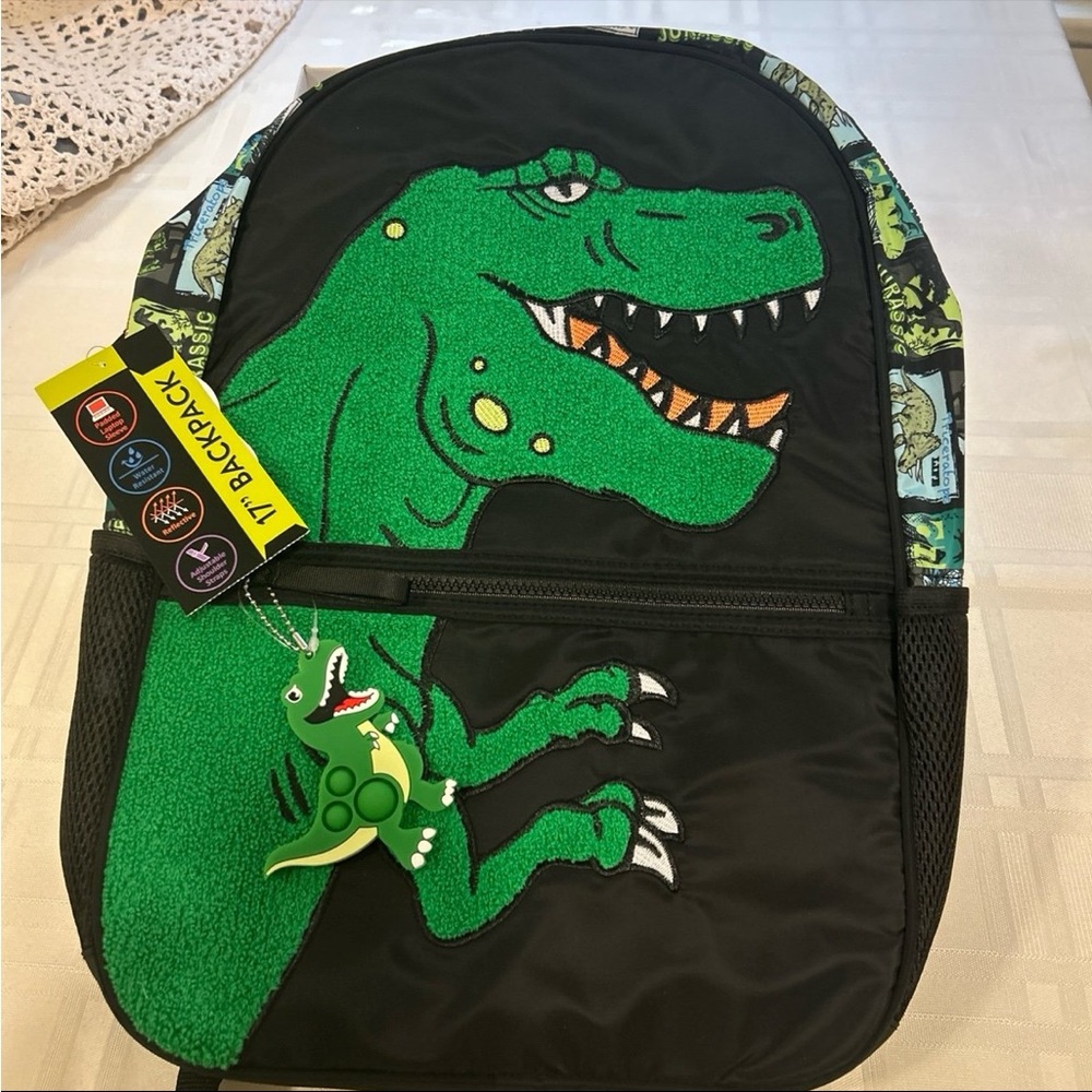 Dinosaur Kids Backpack - Green and Black
